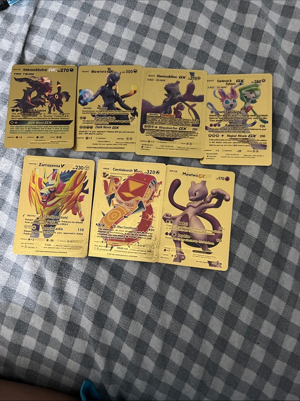 Gold Pokémon GX & V Card Lot — Yellow and Purple Accents
